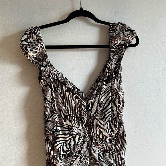 Aritzia Wilfred Veda Giselle Animal Print Snake Ruched Mini Dress - Picture 6 of 12